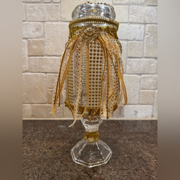 Vintage Handmade Glass Jeweled Candy Jar - Picture 4 of 8